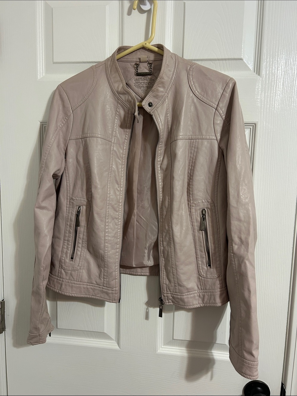 Jou Jou Light Blush Leather Moto Jacket